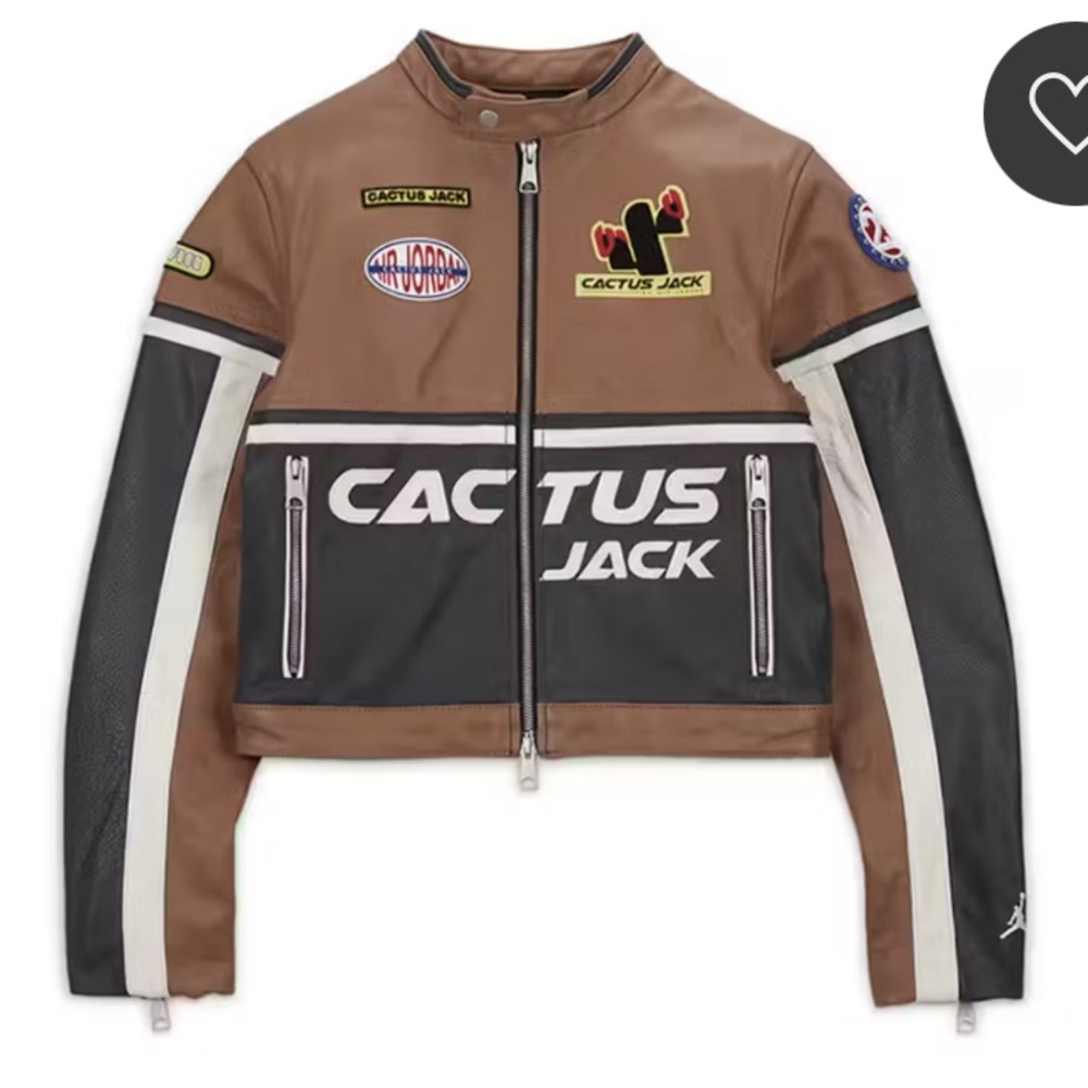 NWOT Air Jordan Cactus Jack Brown Leather Jacket